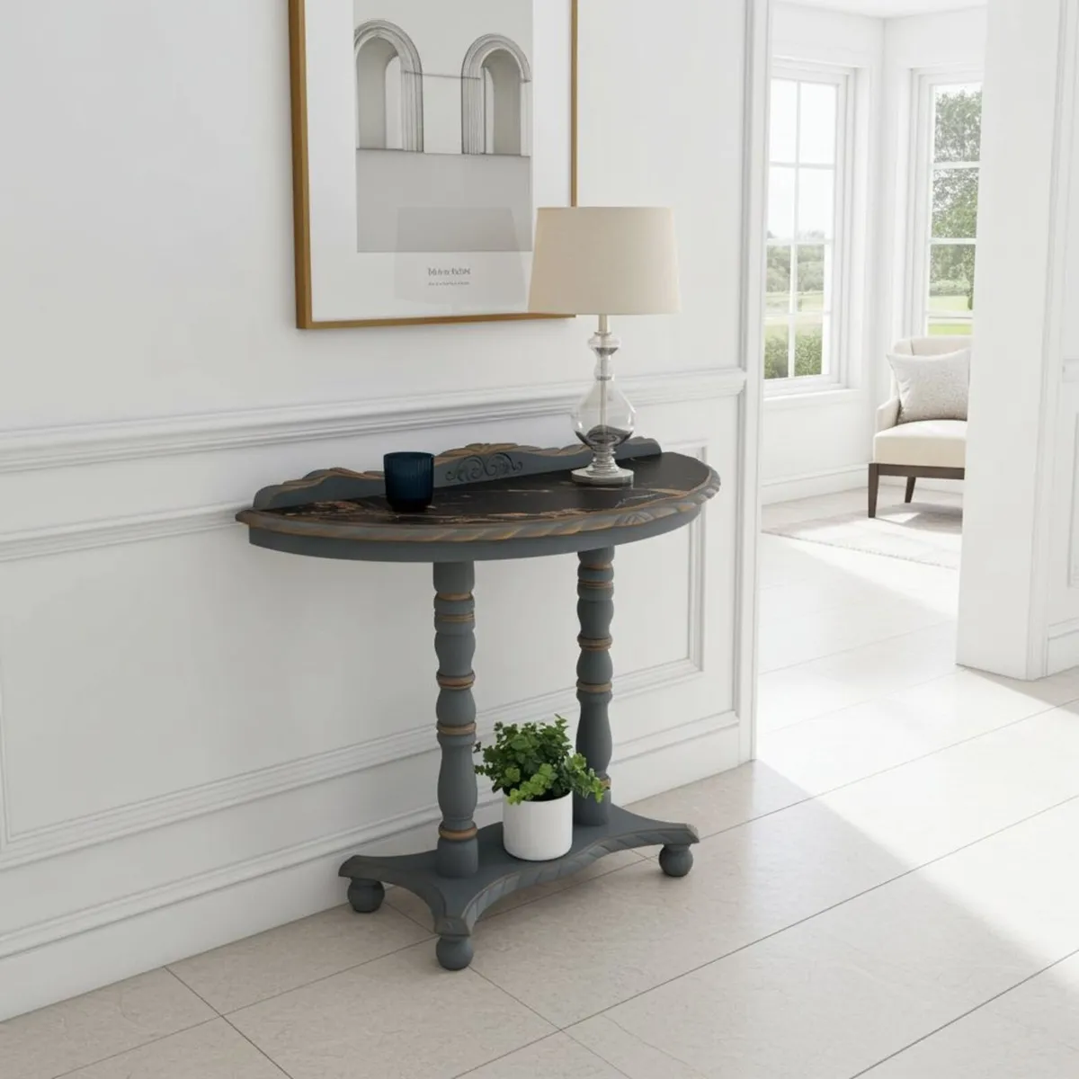 Sale!Renewed  Lacquered Canvas-Top Console Table - Image 2