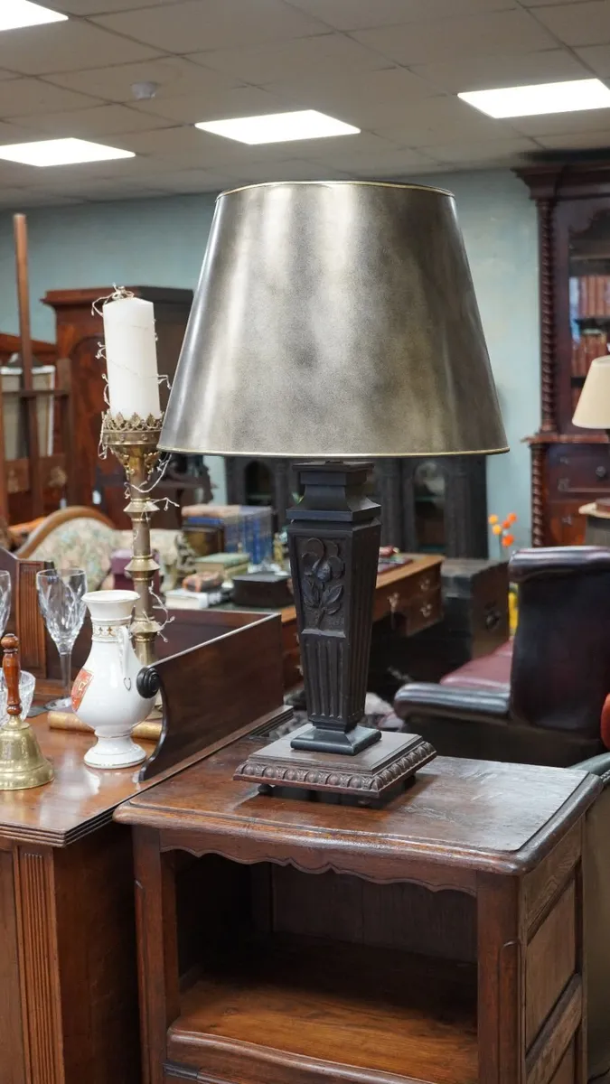 Vintage French Oak Table Lamp - Image 1