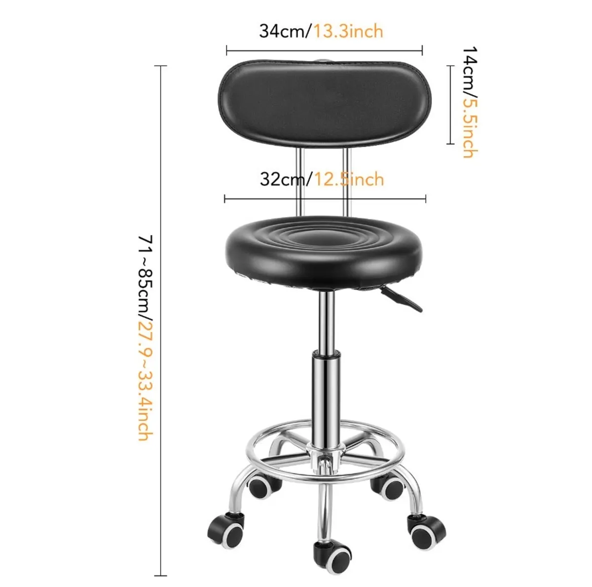 Salon Stool Adjustable Swivel Chair on Wheels - Image 3
