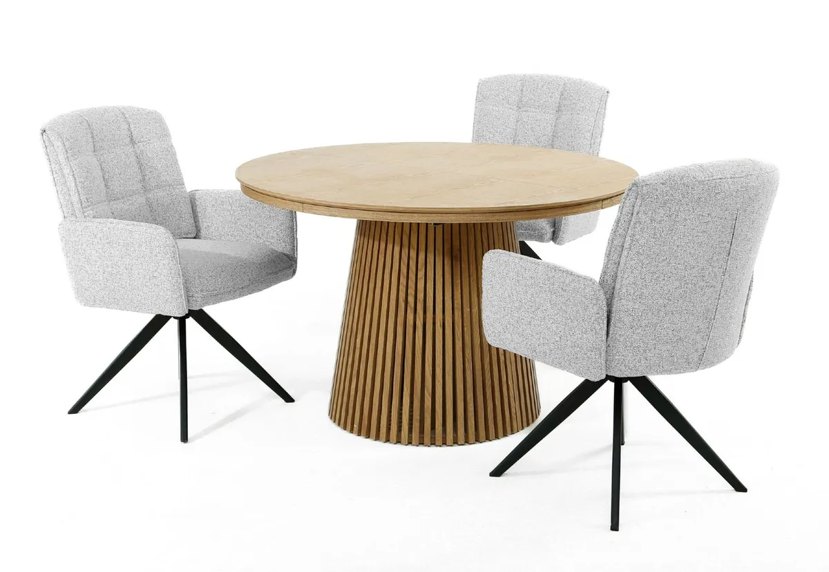 Zamira Grey Chenille Swivel Armchair - Image 1