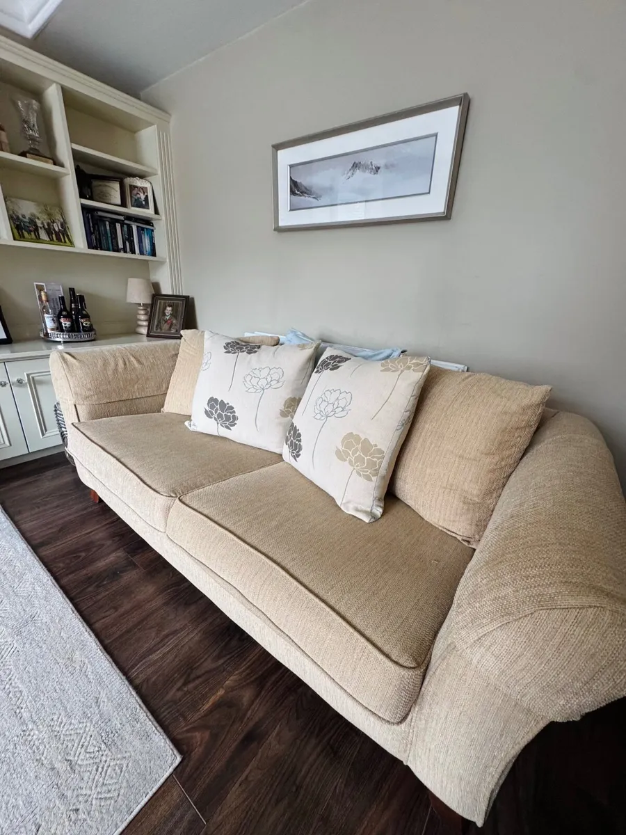 2 Bespoke Beige fabric two seater sofas . - Image 3