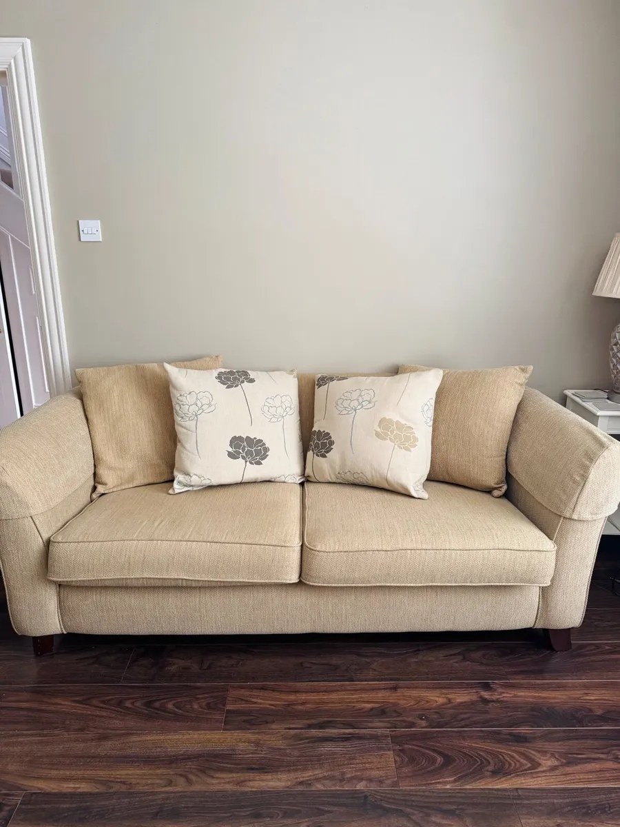 2 Bespoke Beige fabric two seater sofas . - Image 4