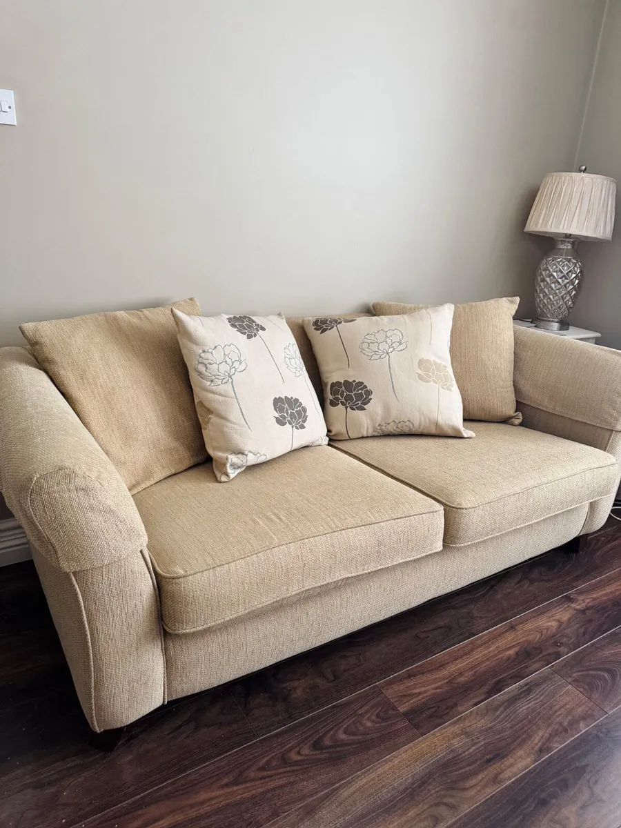 2 Bespoke Beige fabric two seater sofas . - Image 2