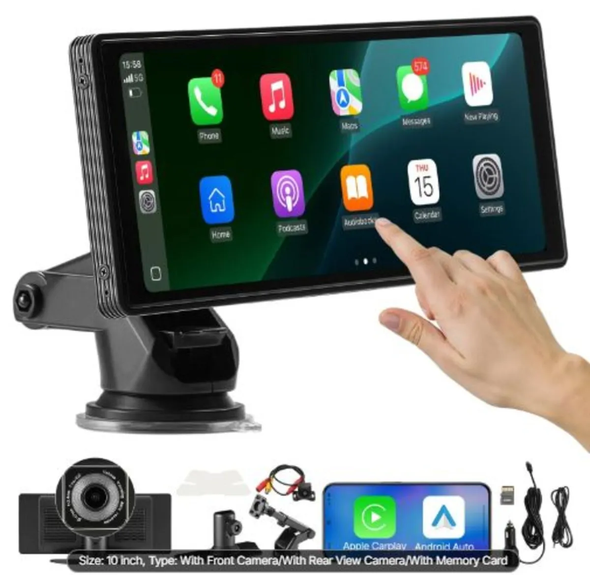 Wireless Car Stereo,254 mm HD Portable Radio Touch - Image 1