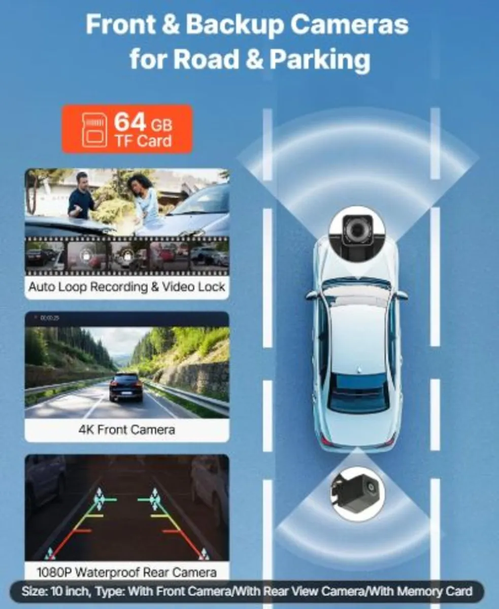 Wireless Car Stereo,254 mm HD Portable Radio Touch - Image 3