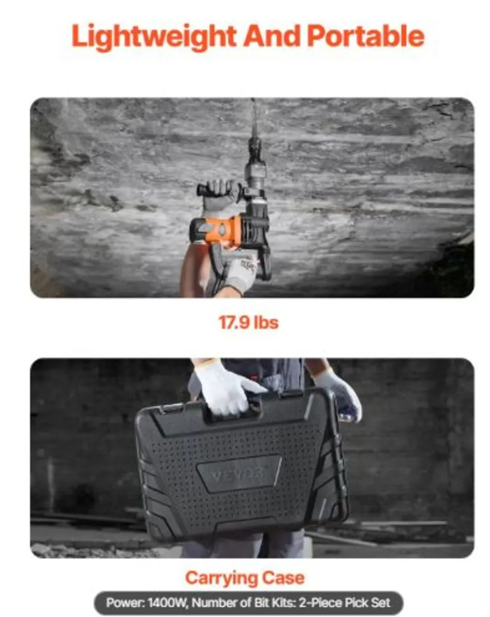 Demolition Jack Hammer Concrete Breaker 1400W - Image 2