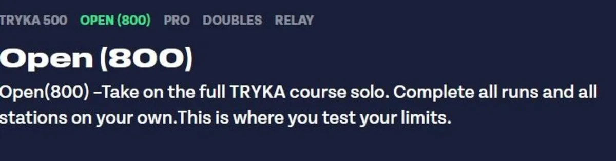 TRYKA (800M) mens open ticket