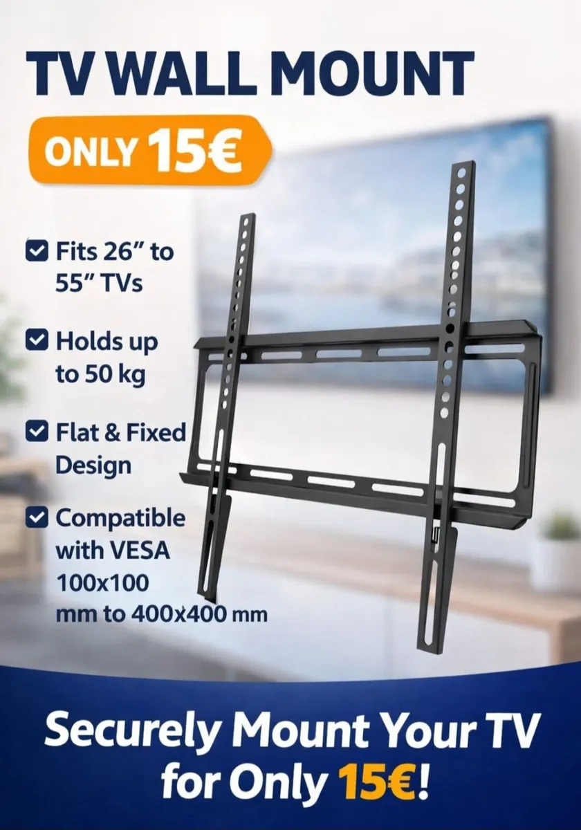 TV Wall Mount Bracket Flat Fixed 26-55" - Image 1