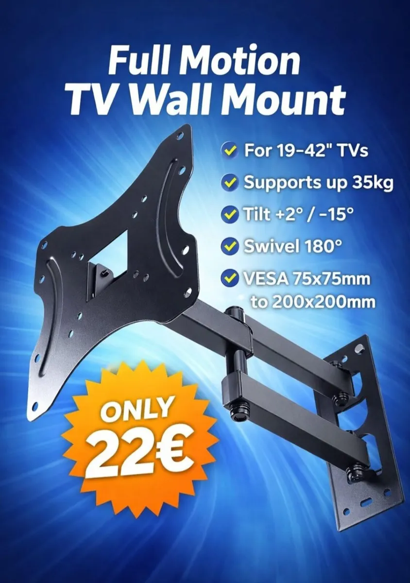 TV Wall Mount Bracket Arm Tilt Swivel 19-42" - Image 1