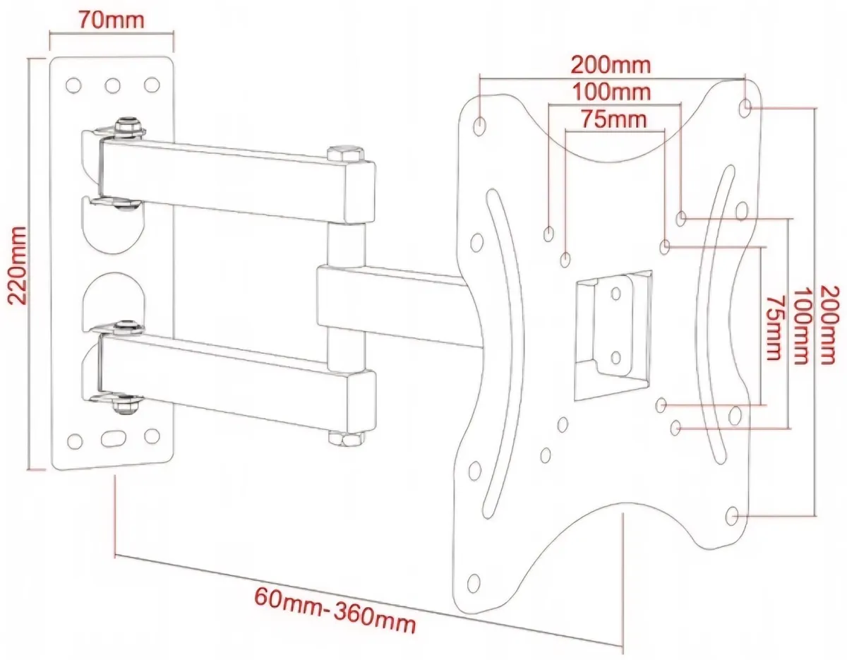 TV Wall Mount Bracket Arm Tilt Swivel 19-42" - Image 2