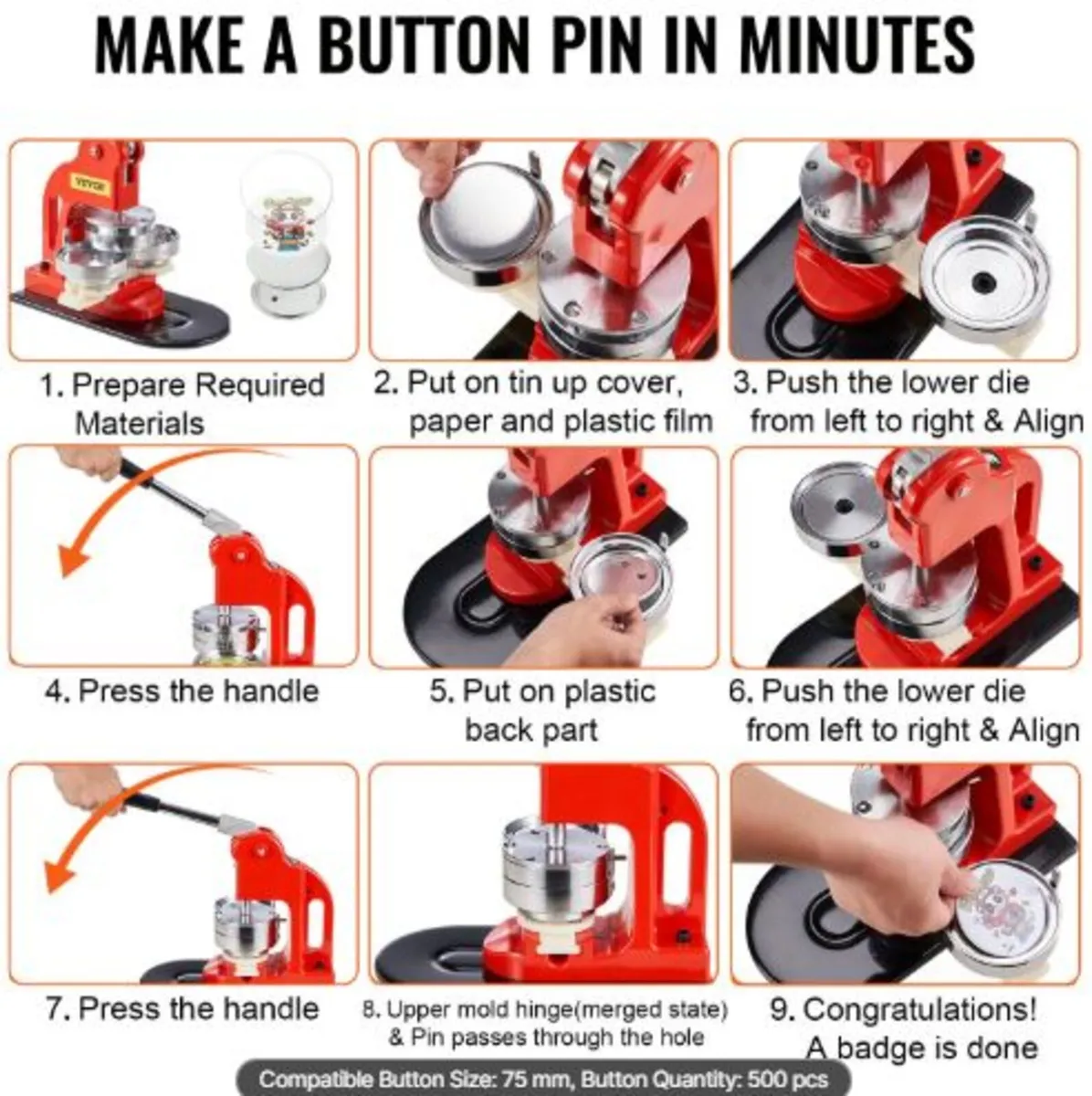 Button Maker Machine, 75 mm (3 inch) Badge Punch - Image 3