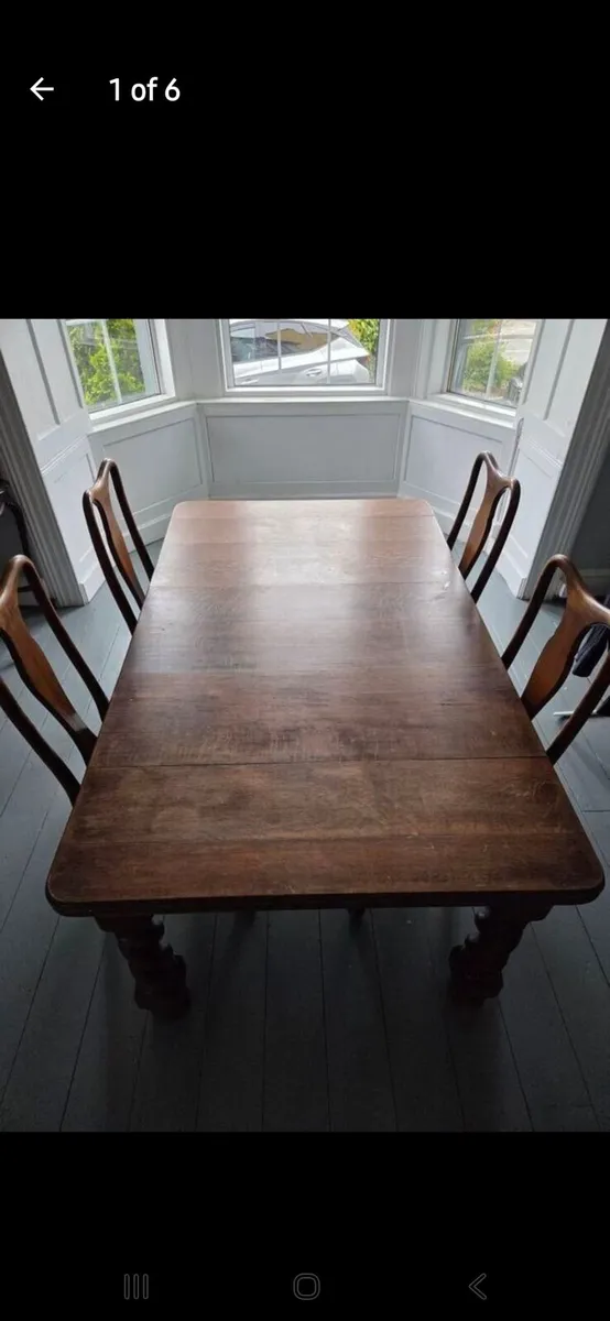 ANTIQUE DINING TABLE AND CHAIRS - Image 1