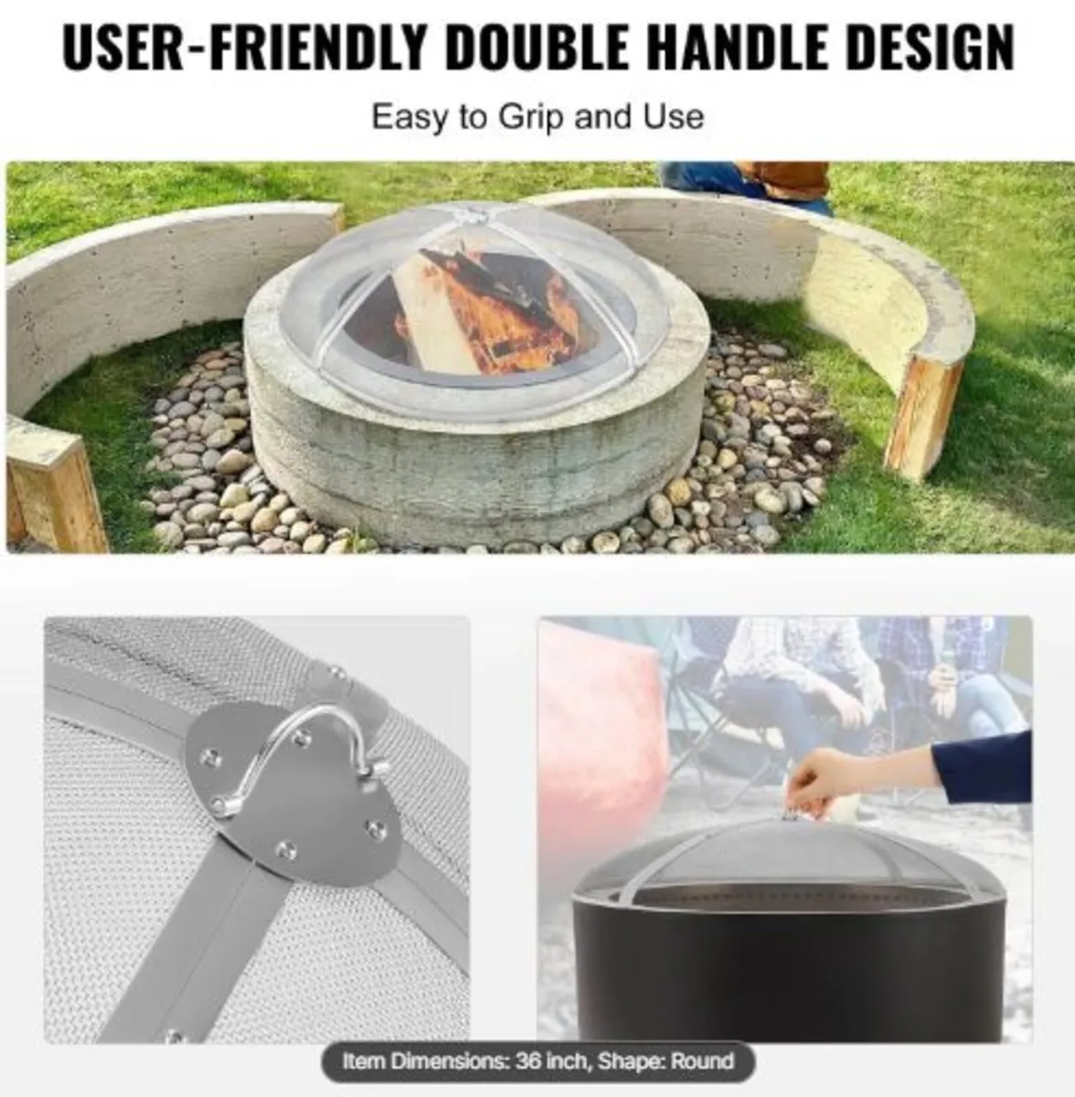 Fire Pit Spark Screen Round 36", Reinforced Heavy - Image 4