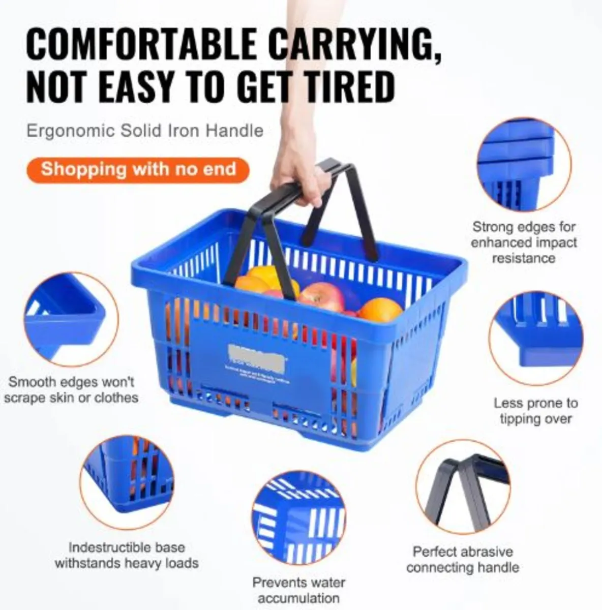 Shopping Basket, Set of 12, 24L Durable Plastic - Image 2