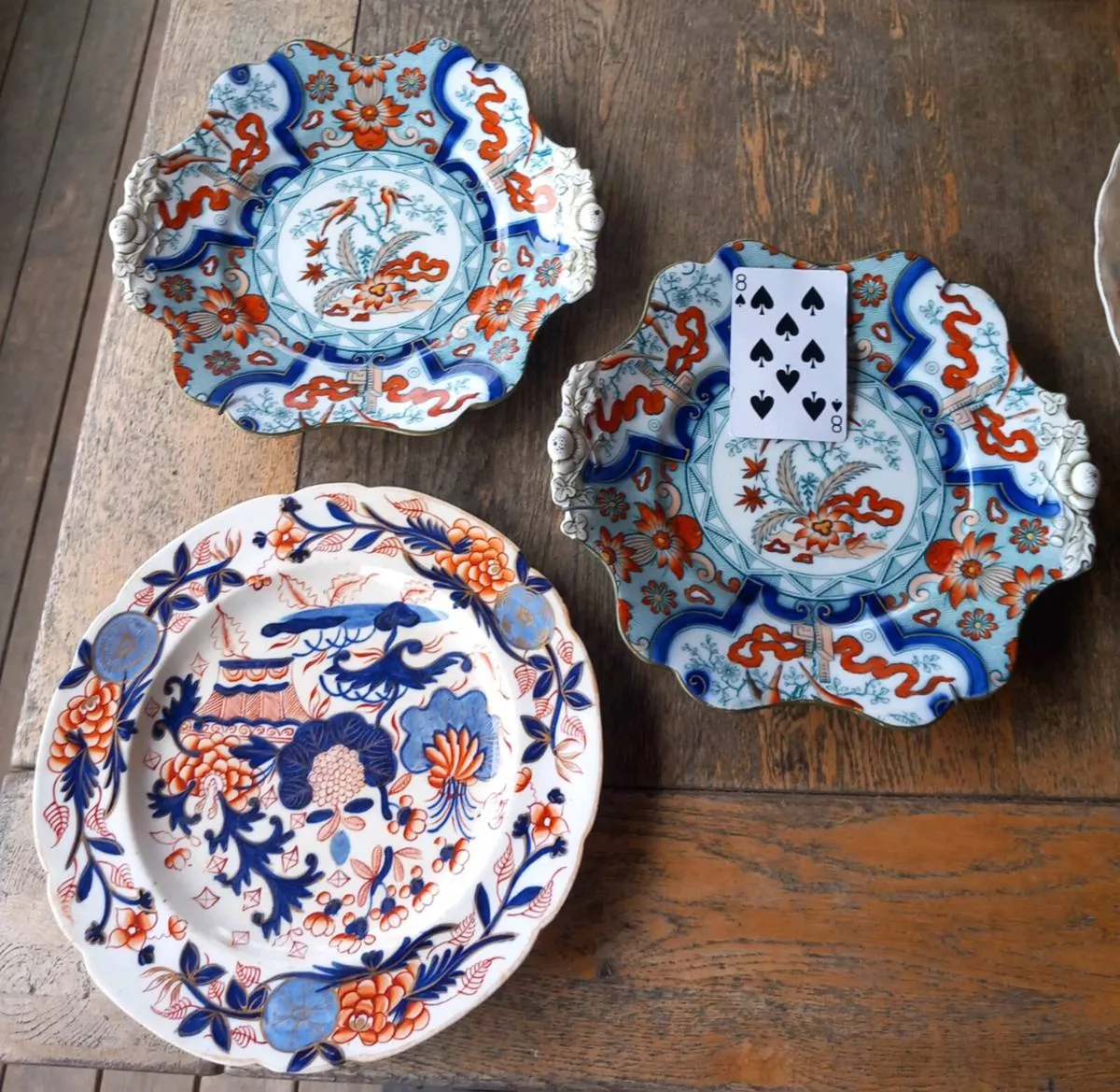 3 Imari plates, 1800s, hand painted, D18 - Image 1