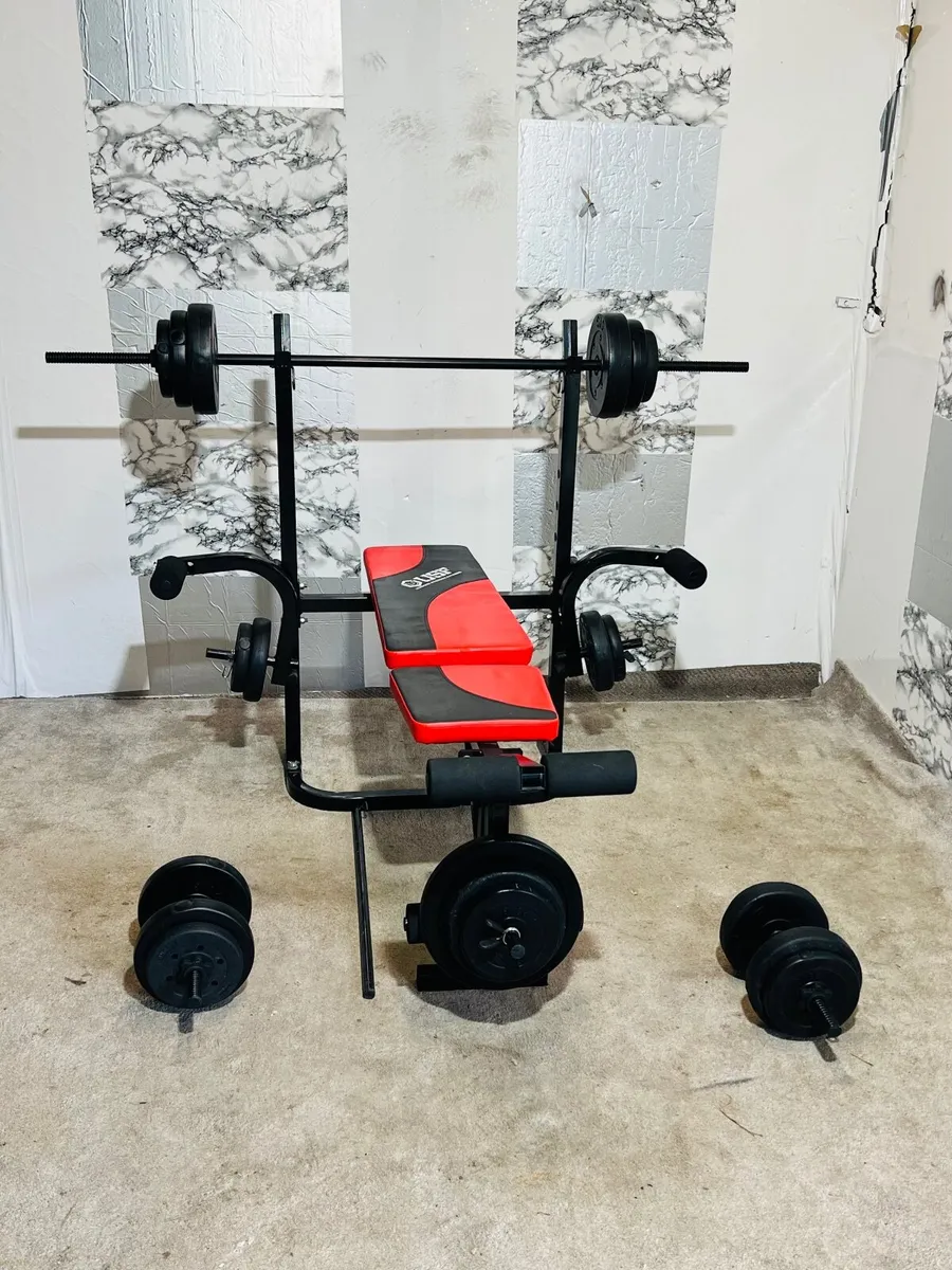 60KG WEIGHTS BARBELL DUMBBELLS BENCH - Image 2
