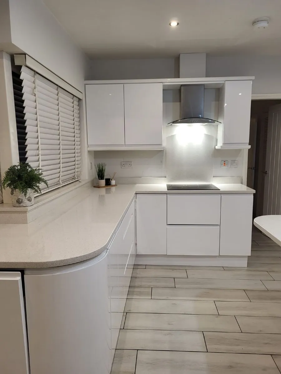 White Gloss Kitchen Unitsc/wSink, Dishwasher & Hob - Image 1
