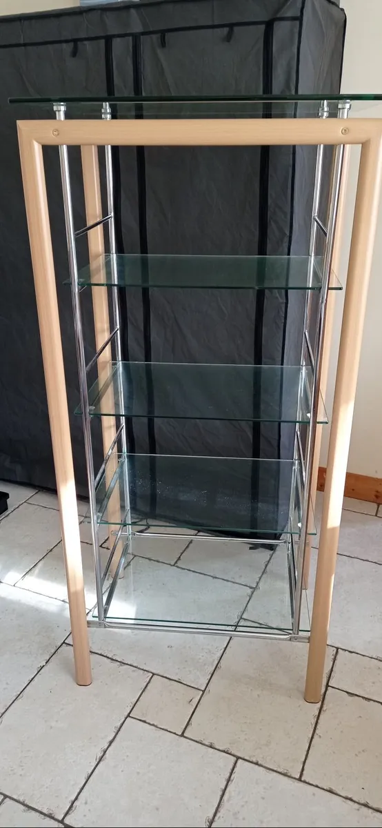 Glass Pine and Chrome Shelf 1450 x 680 x 530mm - Image 2
