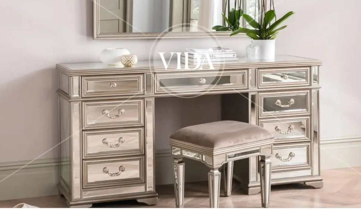 Jessica Mirrored Dressing Table and Seat