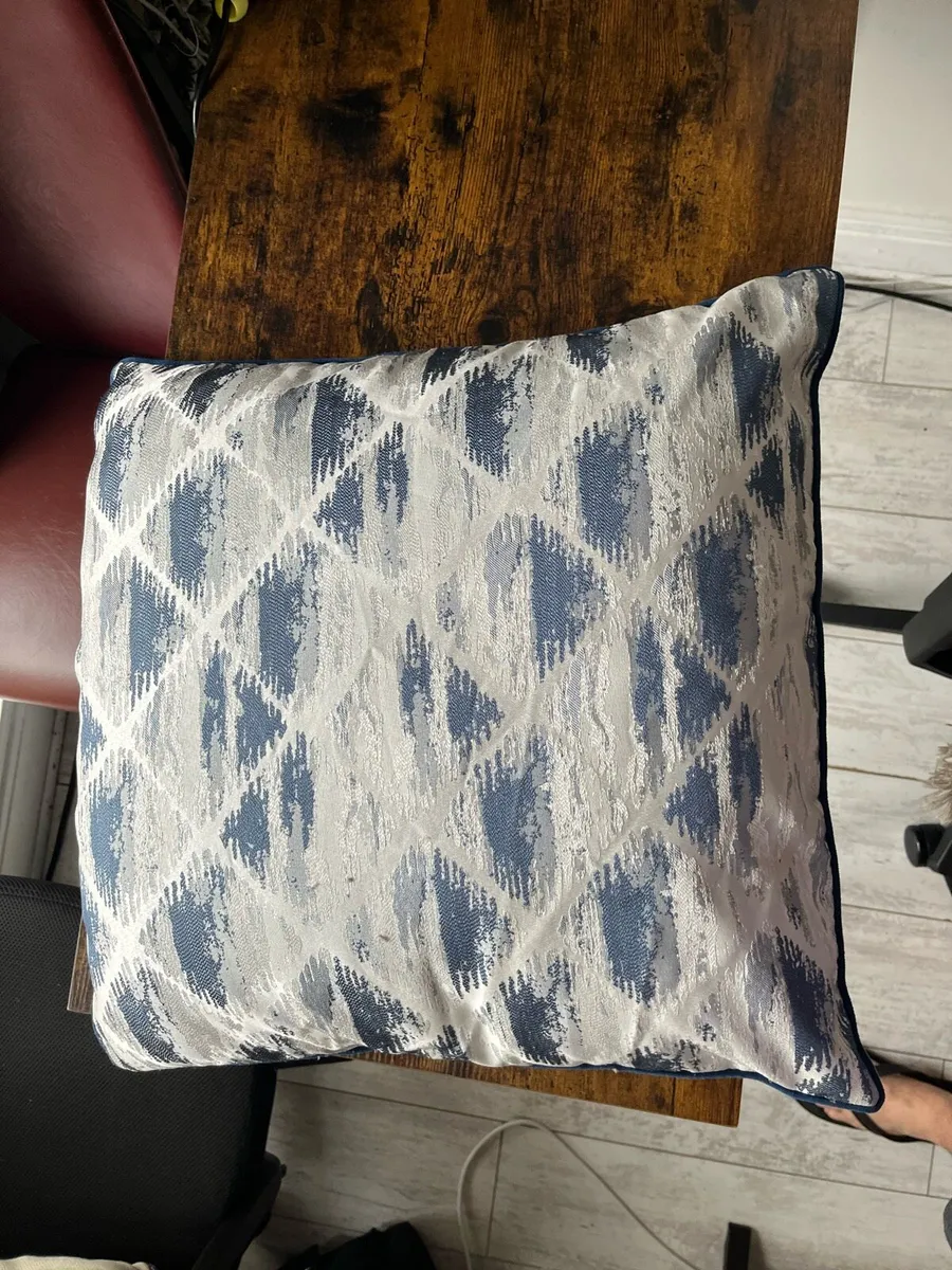 Large blue velvet sofa cushion - Image 2