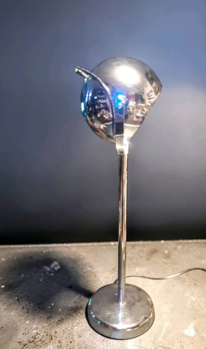 Tall chrome eyeball lamp - Image 1