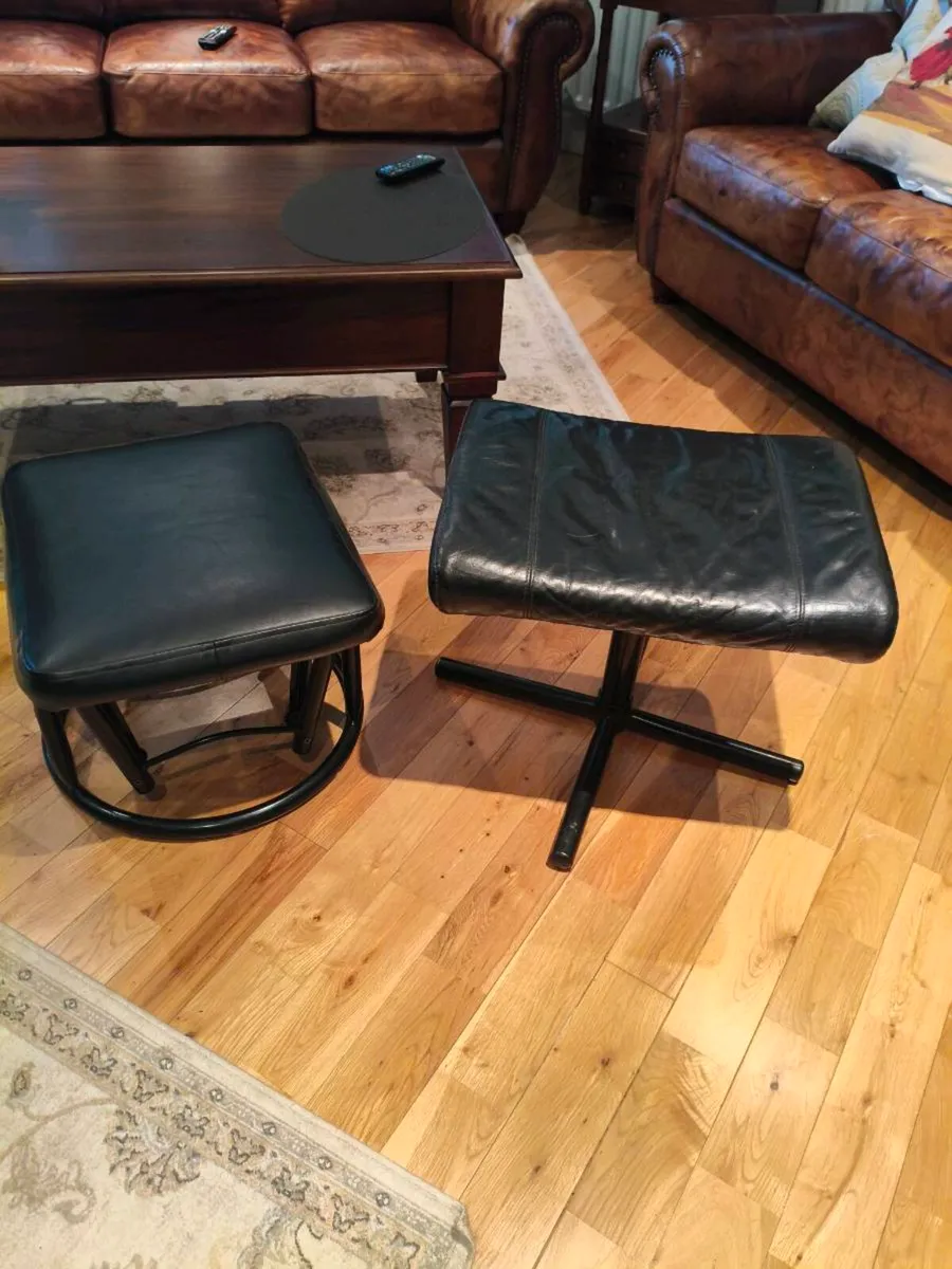 2 black leather stools 25 for both - Image 1