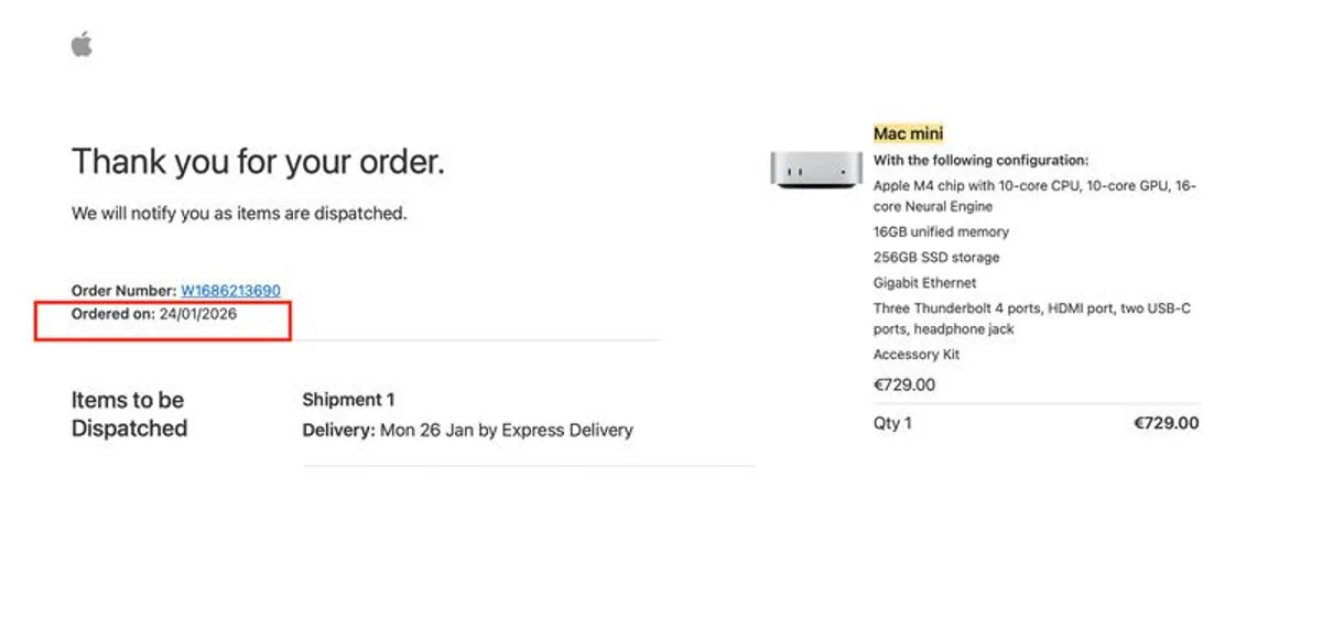 MacMini M4 chip  2026 used once 16GB memory 256GB SSD storage - Image 2