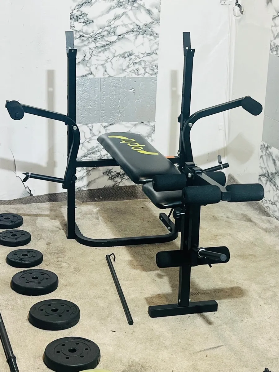 OPTI WEIGHT BENCH 50kg weights bar dumbbells - Image 2