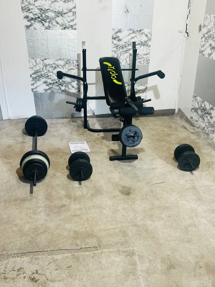 OPTI WEIGHT BENCH 50kg weights bar dumbbells - Image 3