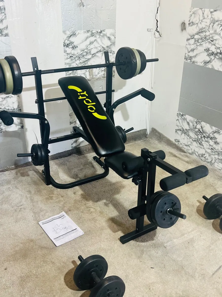 OPTI WEIGHT BENCH 50kg weights bar dumbbells - Image 4