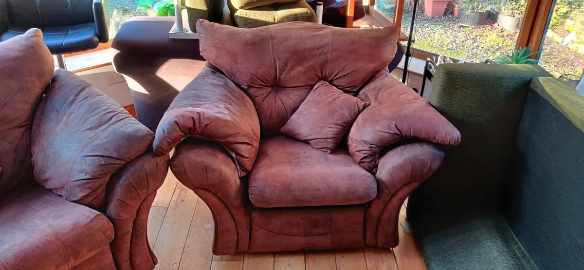 2 Suede Armchairs - Image 2