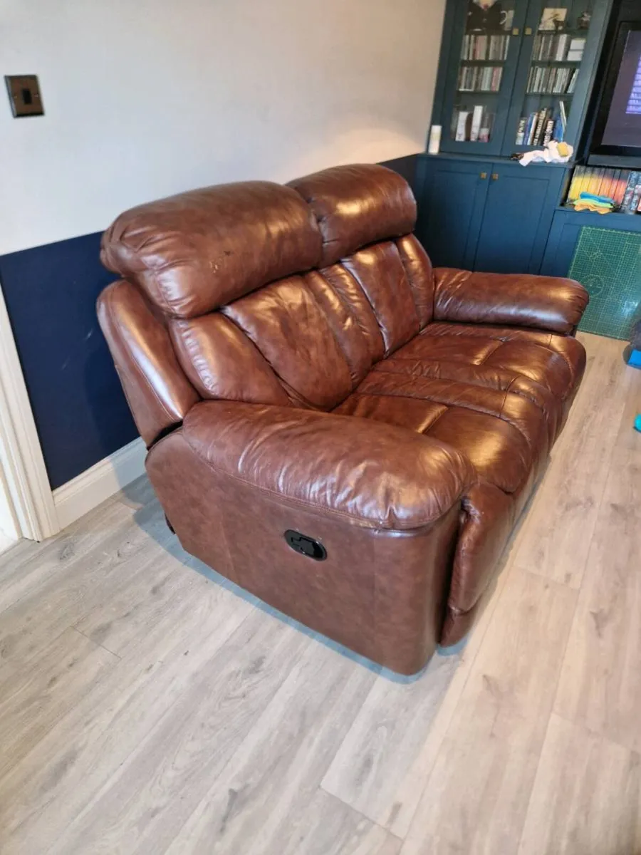 Leather Recliner 2 Seater Sofa - Image 2