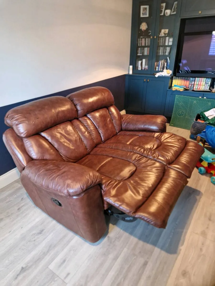Leather Recliner 2 Seater Sofa - Image 3