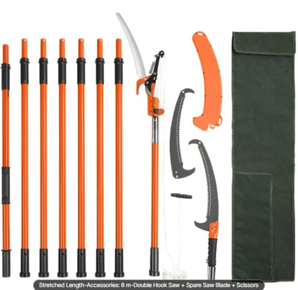 Manual Pole Saw, 2.2-8.2 m Extendable Tree Pruner - Image 1