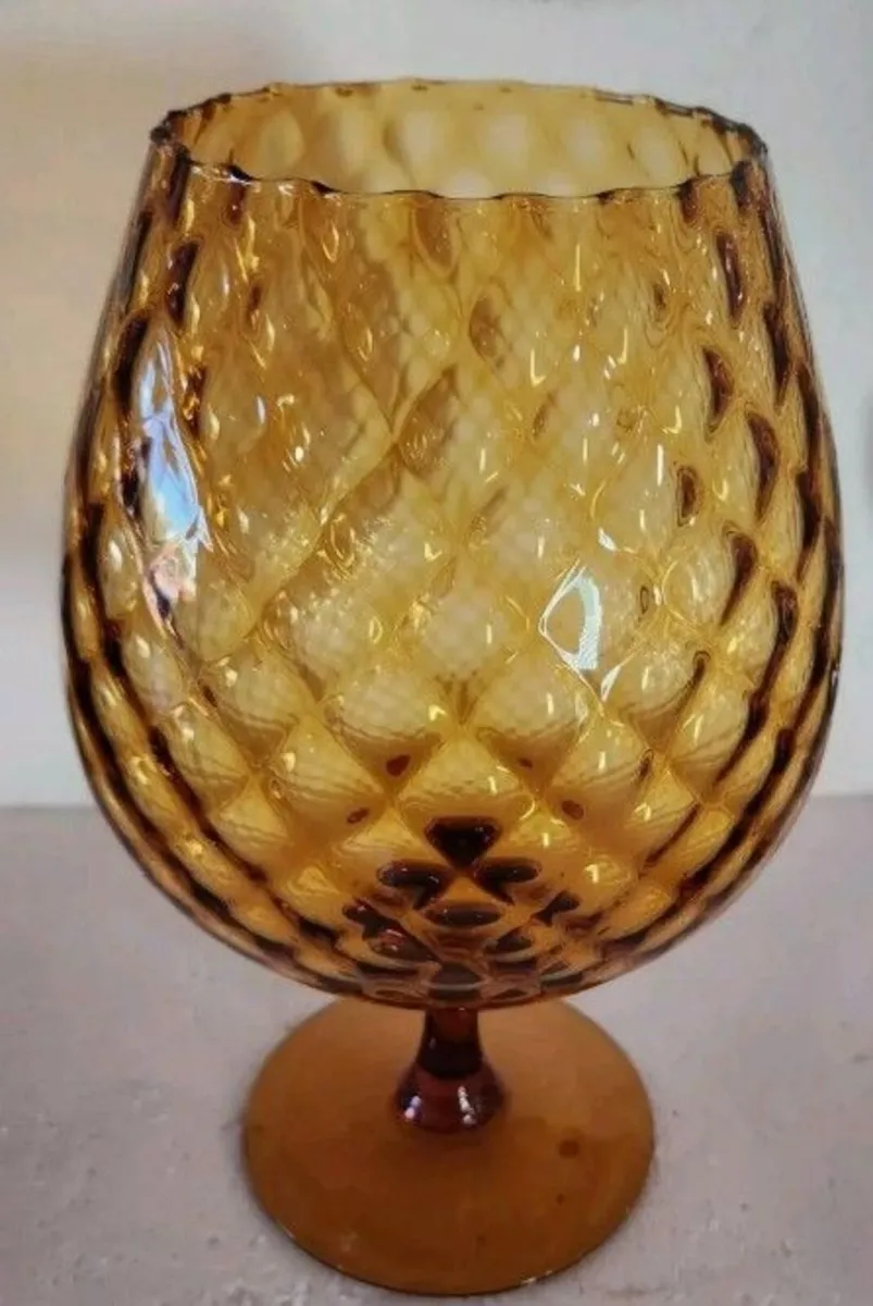 Mid-Century Italian Amber Glass Balloon Vase - Image 2