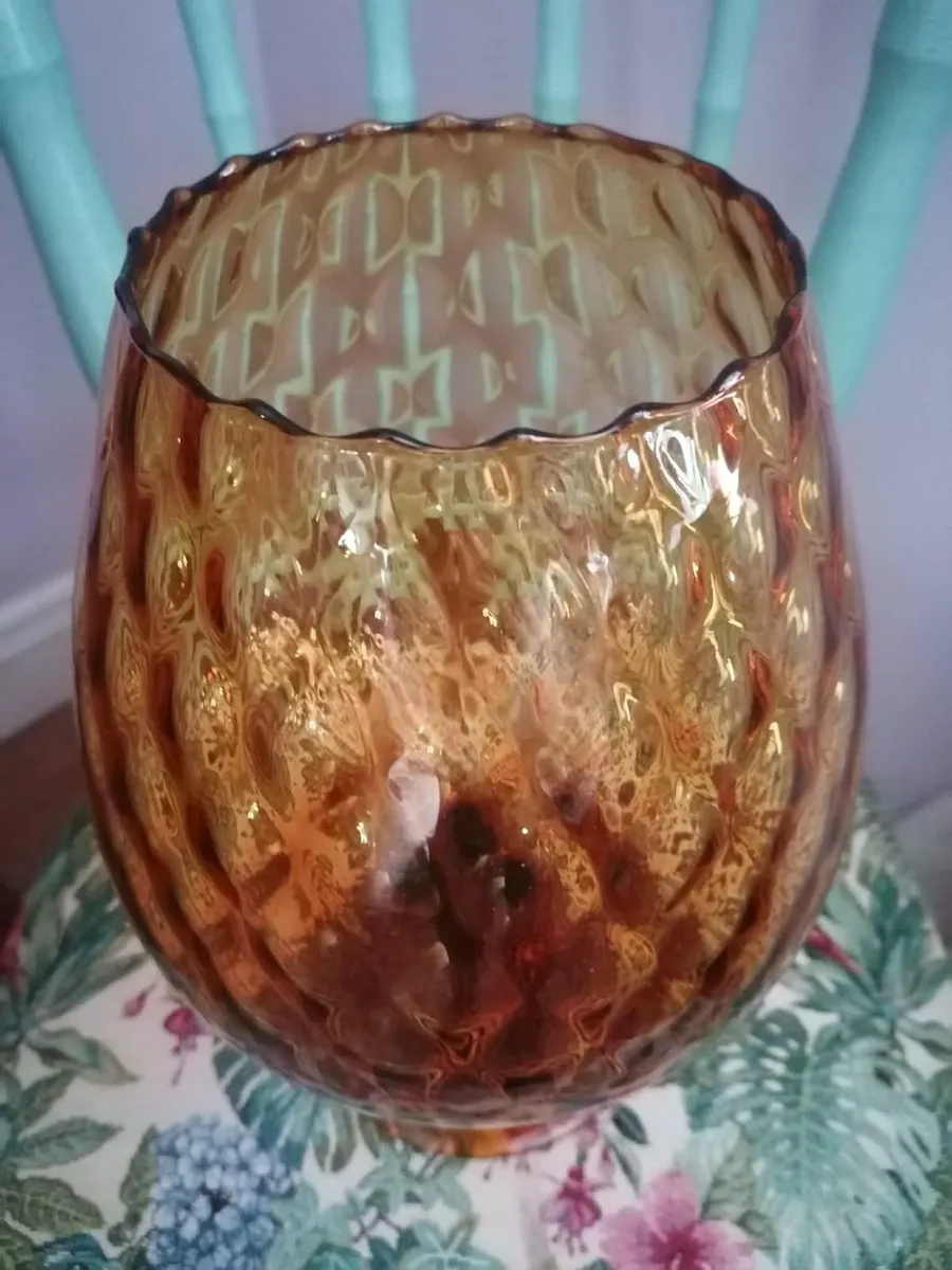 Mid-Century Italian Amber Glass Balloon Vase - Image 3
