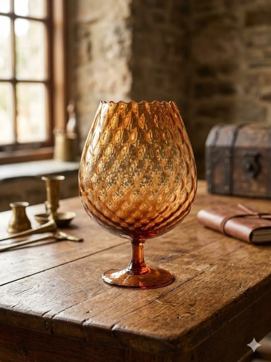 Mid-Century Italian Amber Glass Balloon Vase - Image 1