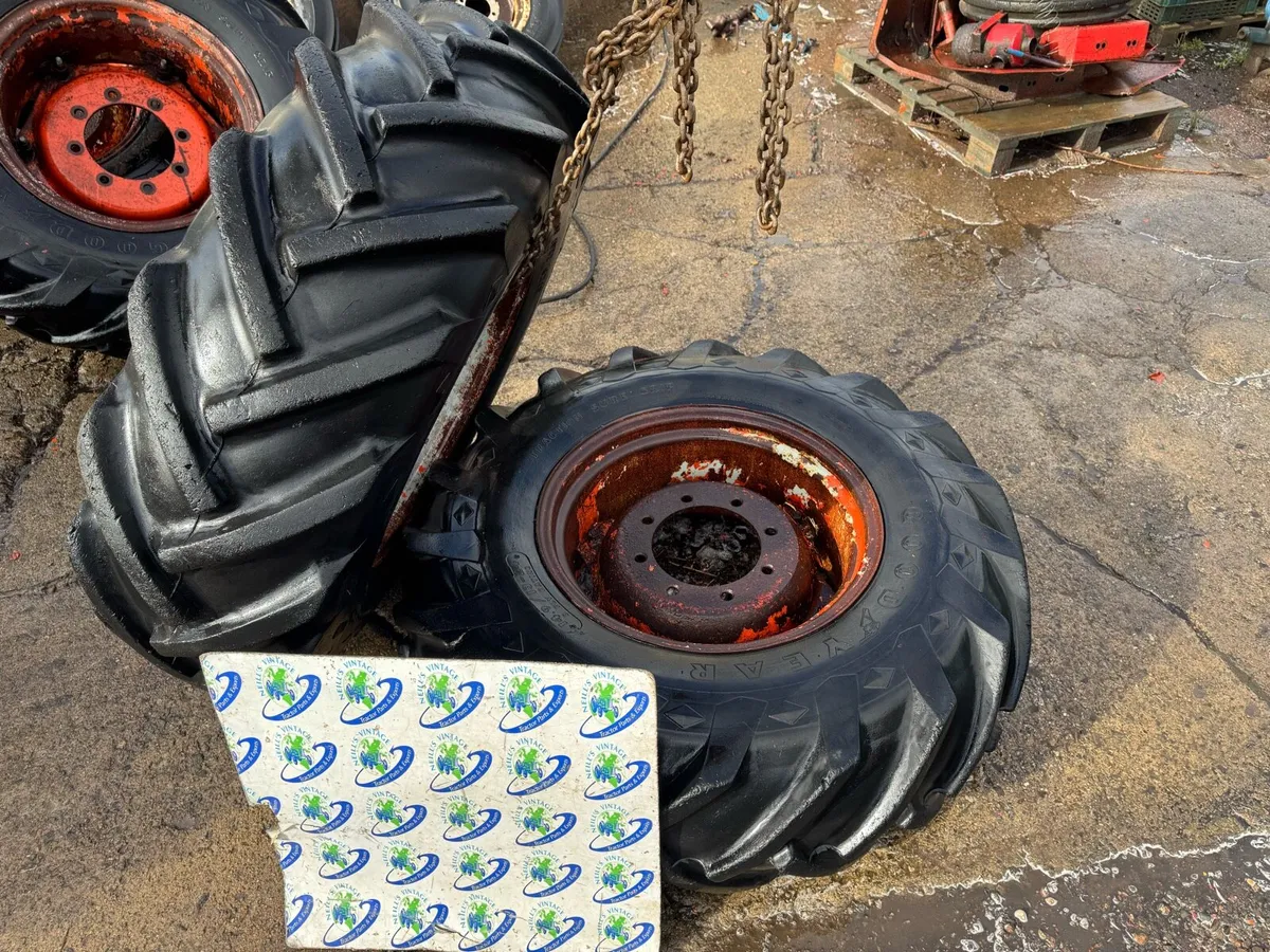 Selection of 14.9/24 Goodyear Diamond Tyres & Rims - Image 1