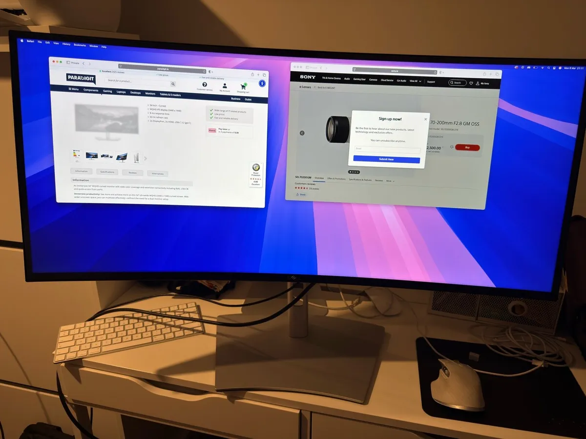 Dell 34” Curved Ultrawide Monitor – 3440x1440 - Image 1