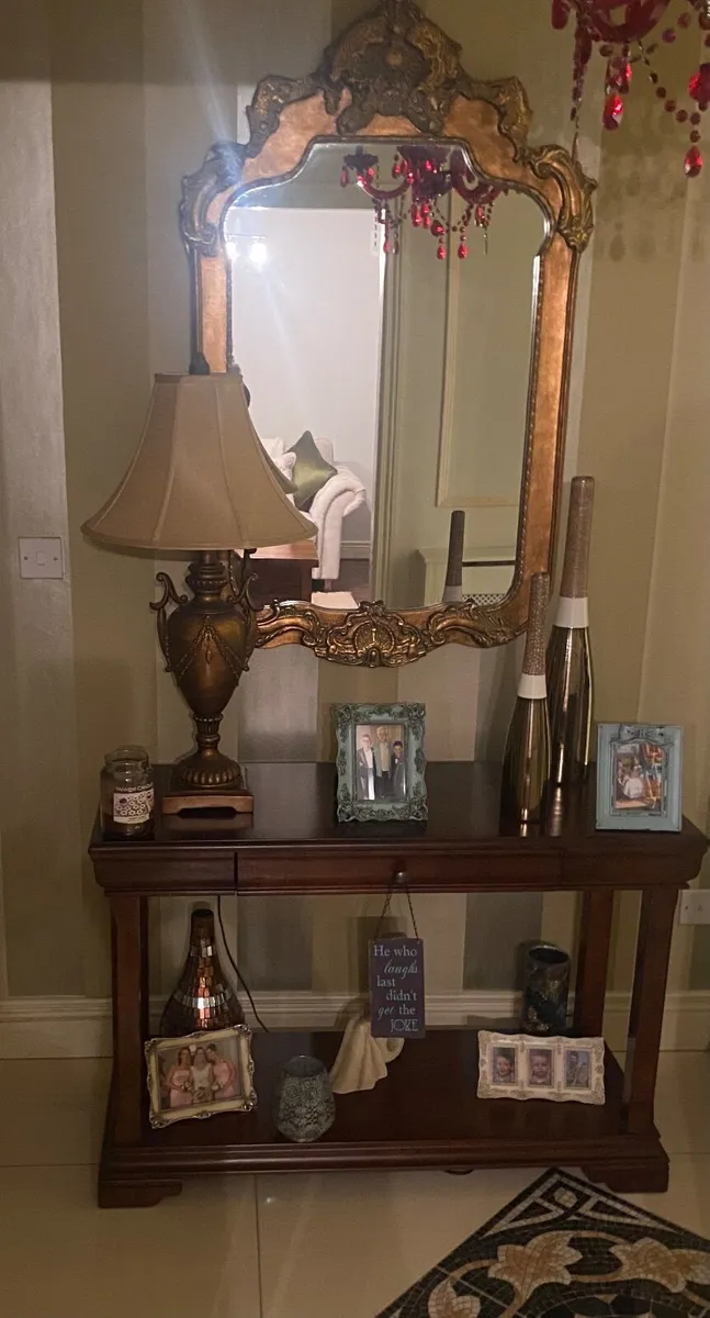 Hall Table, mirror and lamp - Image 1