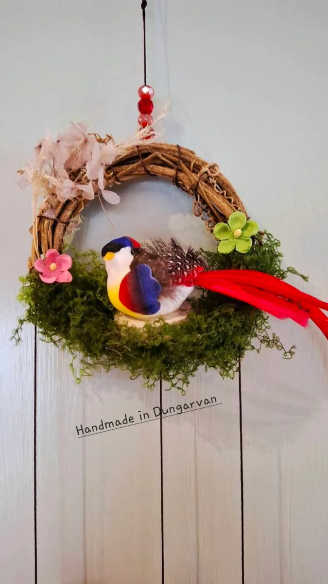 Handmade Hanging Bird Wreath - Image 1