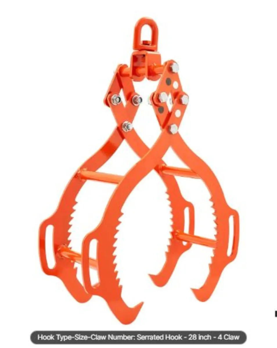 28in Log Lifting Tongs, 4-Claw Log Tongs, Heavy - Image 1