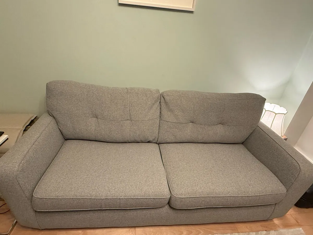 Grey 3 seater sofa excellent condition footstool - Image 1