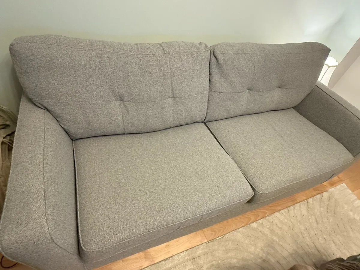 Grey 3 seater sofa excellent condition footstool - Image 2