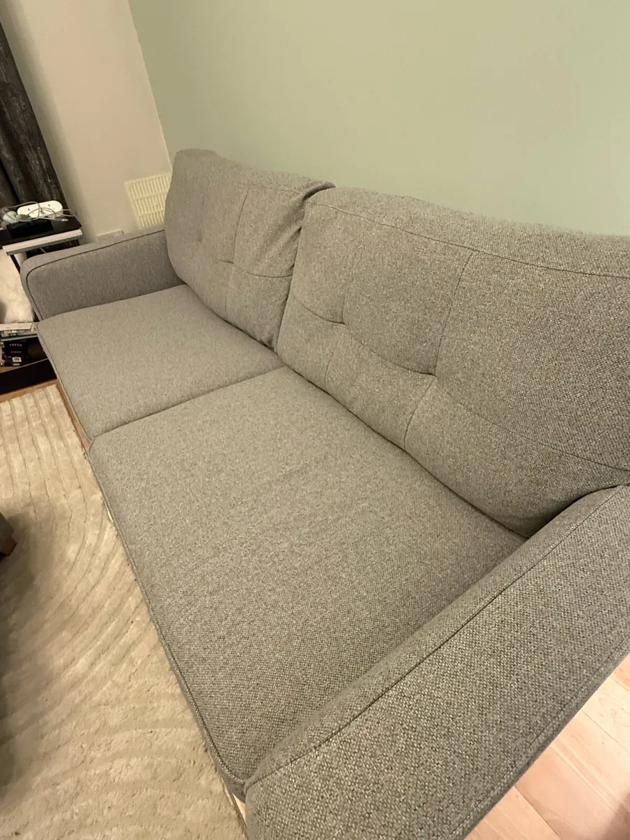 Grey 3 seater sofa excellent condition footstool - Image 3