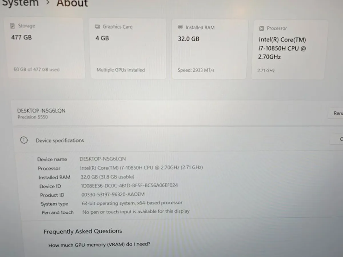 Dell Precision 5550 Laptop | Intel i7 | 32GB | 15" - Image 4