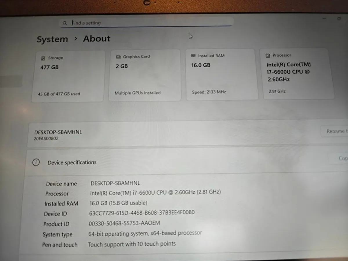 Lenovo Thinkpad T460s | i7 | 16GB | 14" Touchscree - Image 3
