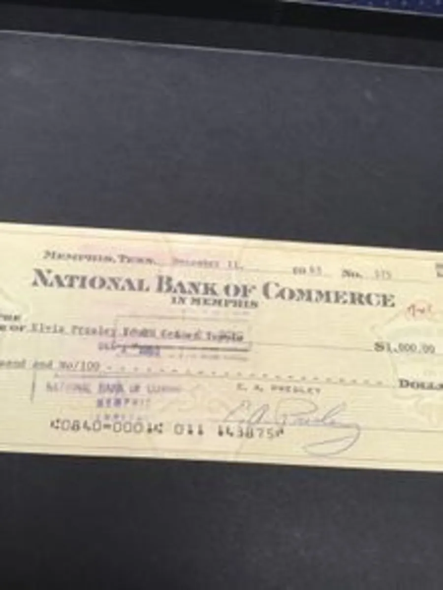 Elvis Memorabilia - Cheque signed by Elvis
