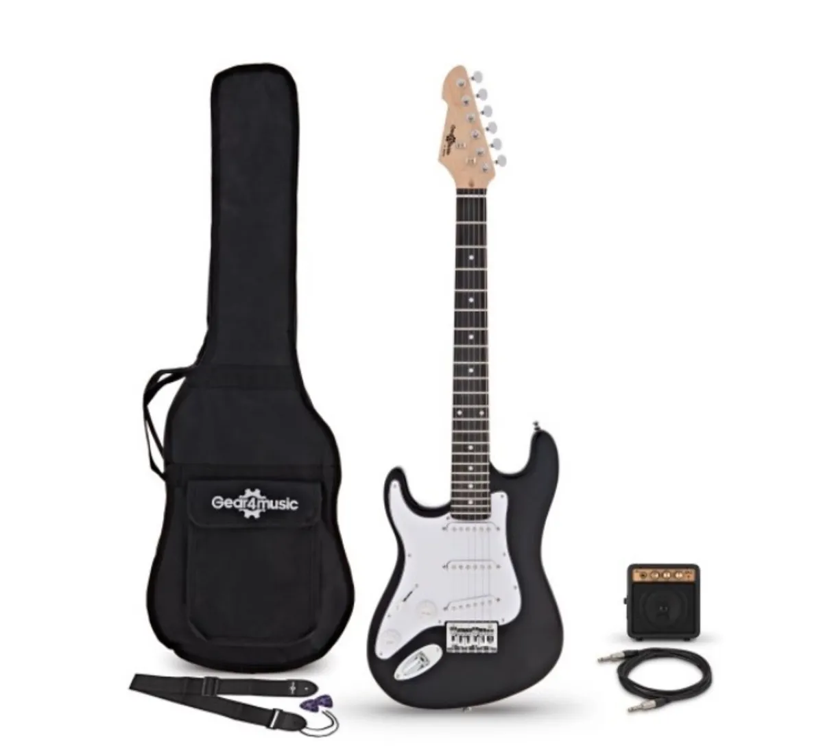 3/4 LA Left Handed Electric Guitar Black - Image 2
