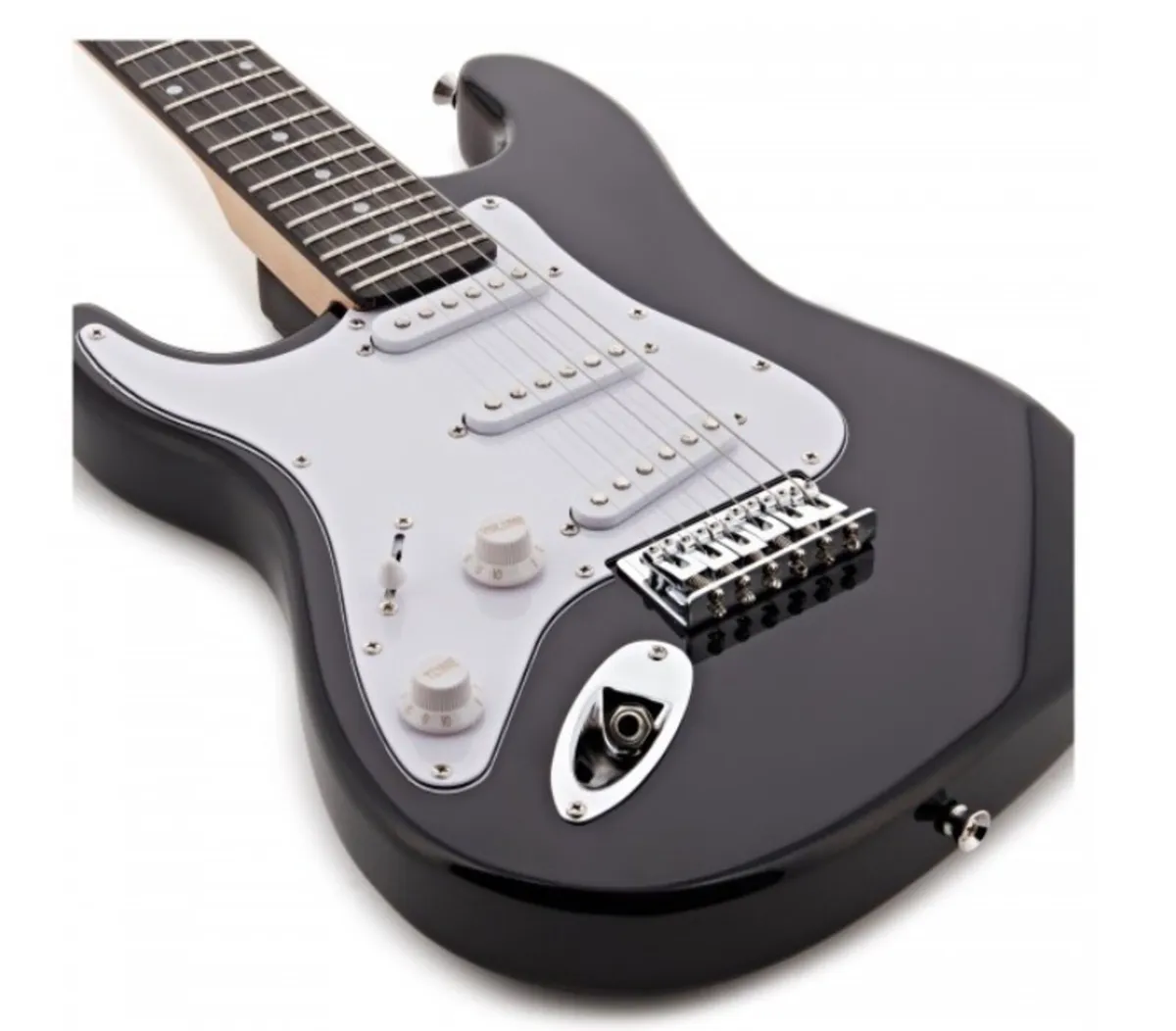 3/4 LA Left Handed Electric Guitar Black - Image 4